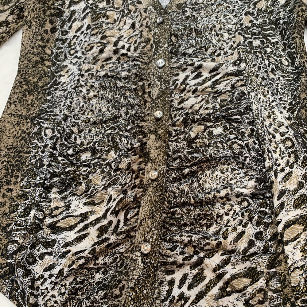 Animal Print Different Pattern Ruched Blouse - image 3